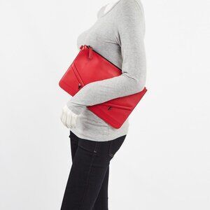 Fendi Red Leather Monster Eyes Zip Clutch Bag